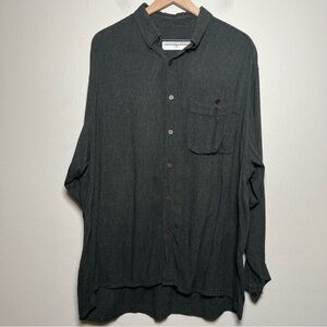 Jhane‎ Barnes Menswear Men Button Down Shirt XL Silk Cotton Gray Black